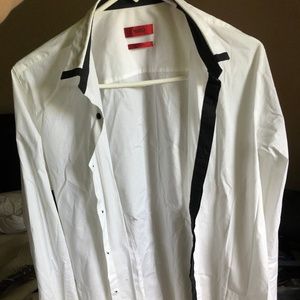 Hugo Boss white button down with black accents
